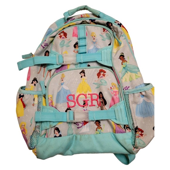 Pottery Barn Kids Mackenzie Aqua Disney Princess Backpack - monogram SGR - Picture 1 of 9